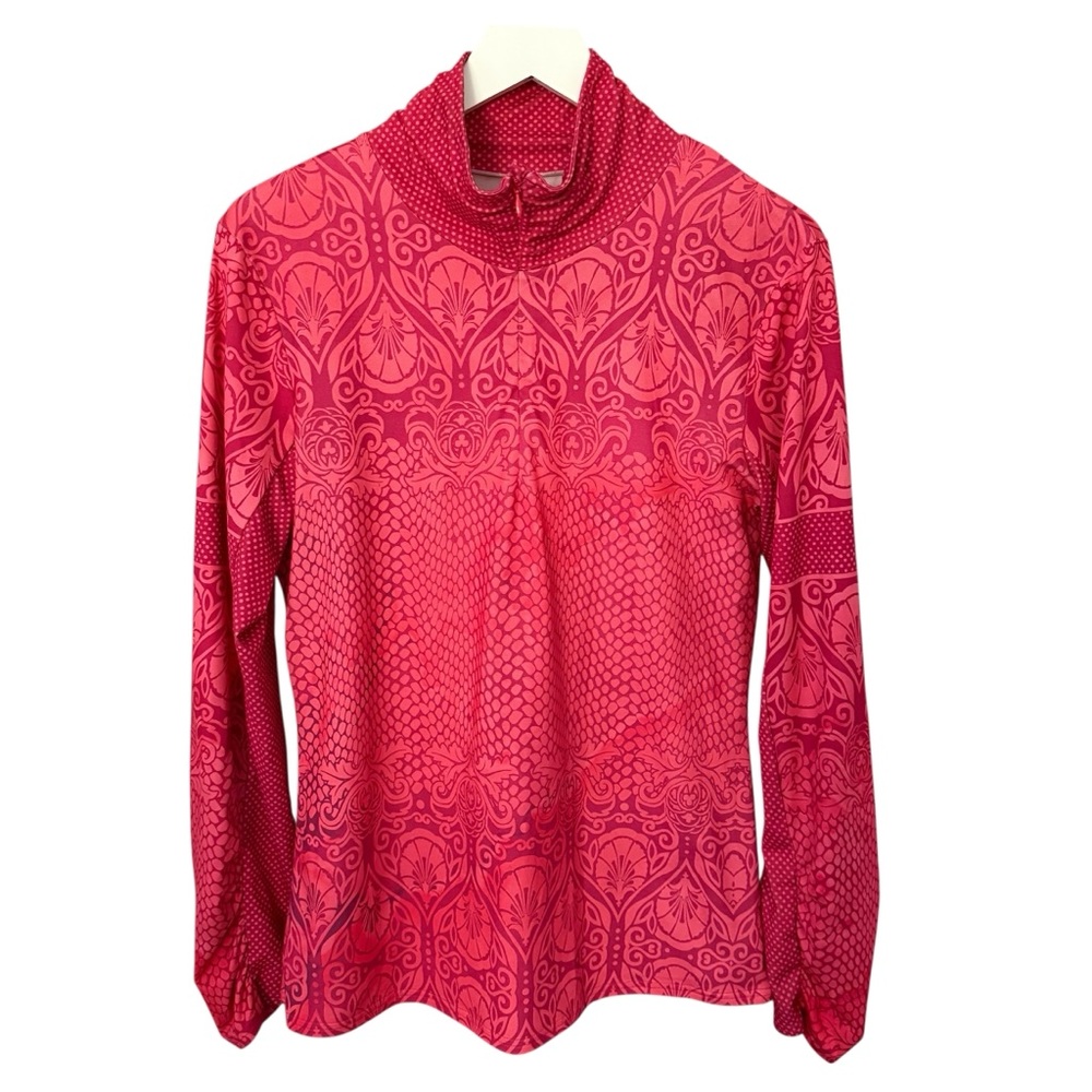 Prana Tatiana Womens XL Pink Floral 1/4 Zip Pullover Jogging Running Yoga Wear - Picture 2 of 9